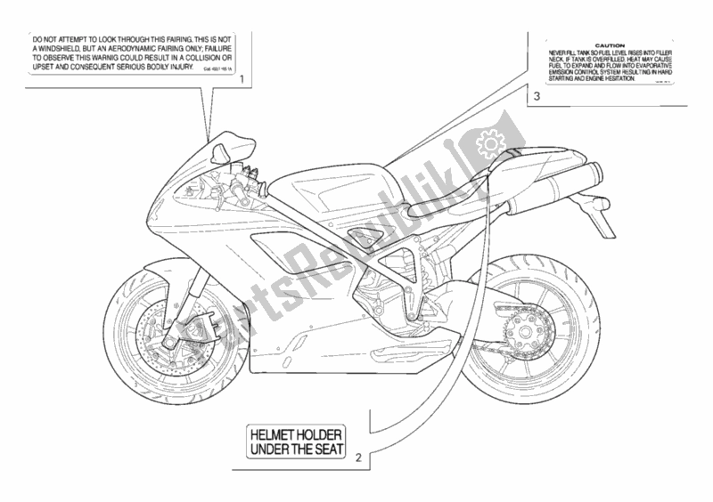 All parts for the Warning Labels of the Ducati Superbike 1098 S Tricolore USA 2008